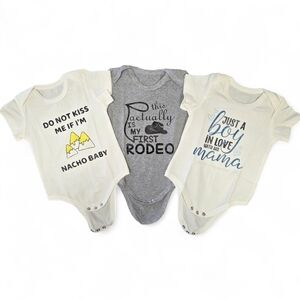 Gray and White Kids Onsie 3 Pieces Set, Size 12 Months